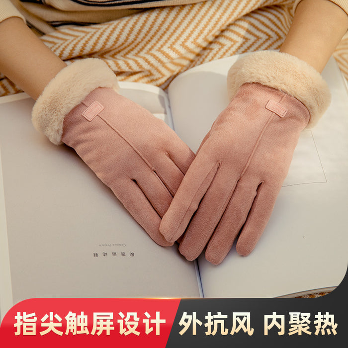 Wholesale Gloves Suede Warm Thick Hair Touch Screen JDC-GS-ZhuX001