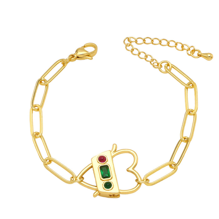 Wholesale Necklace Copper Thick Chain Love Lock Necklace Bracelet Jewelry Set JDC-NE-AS306