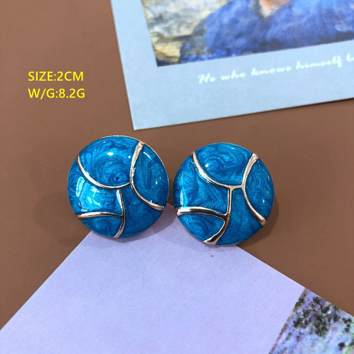 Wholesale Earrings Alloy Middle Ages Mystic Blue Color Byzantine Style JDC-ES-OML002