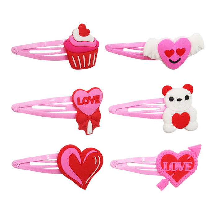 Wholesale Hair Clips Metal PVC Cute Cartoon Heart Valentine's Day 20pcs (M) JDC-HC-KShou004