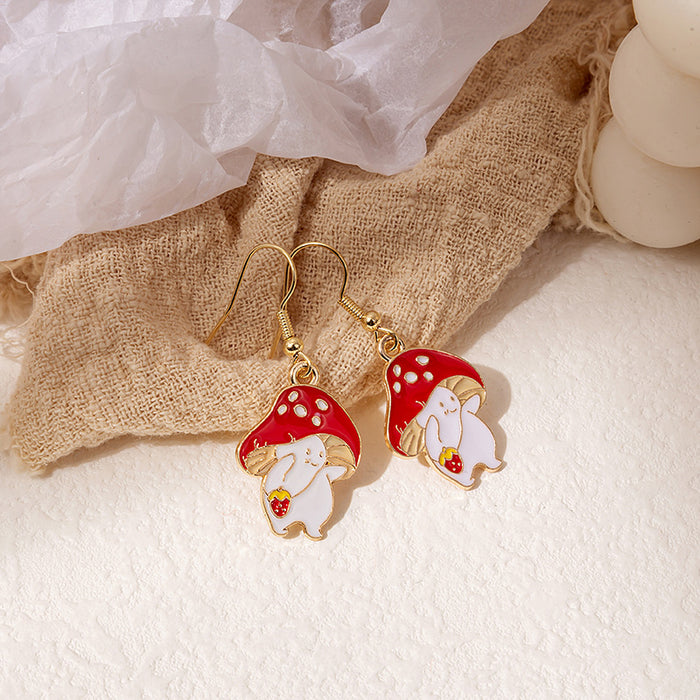 Wholesale Earrings Alloy Cartoon Mushroom Earrings MOQ≥2 JDC-ES-Yihan009