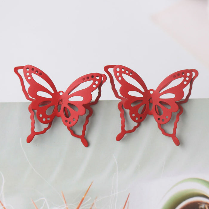 Wholesale Earring Alloy Hollow Butterfly MOQ≥2 JDC-ES-GYUE003