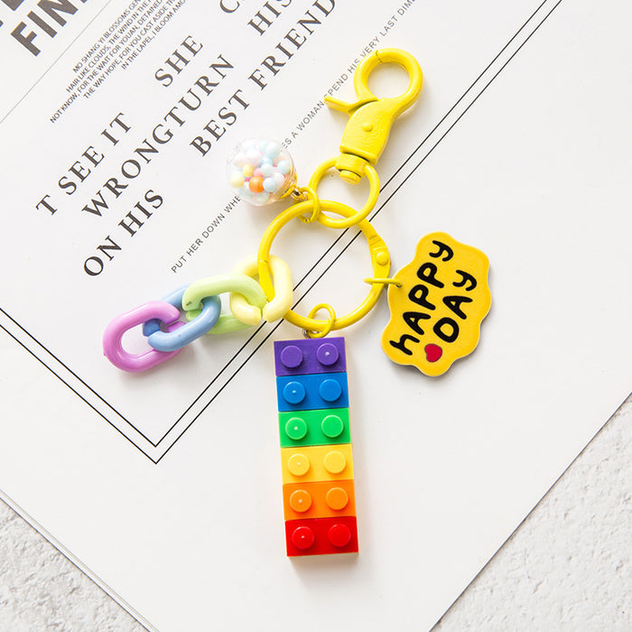 Jewelry WholesaleWholesale Cartoon Love Flowers Plastic Rainbow Building Blocks Keychain JDC-KC-QiaM001 Keychains 恰美 %variant_option1% %variant_option2% %variant_option3%  Factory Price JoyasDeChina Joyas De China