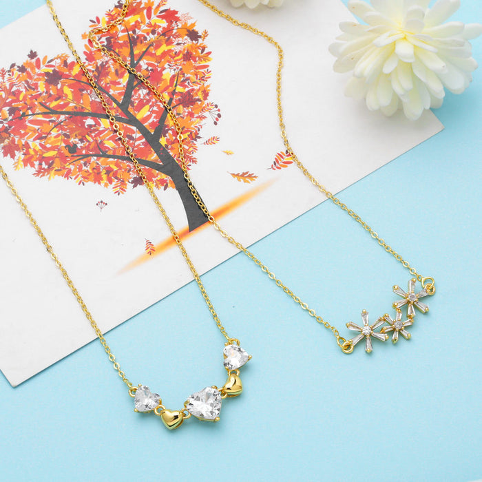 Wholesale flower necklace temperament light luxury high-end love clavicle chain JDC-NE-AS579