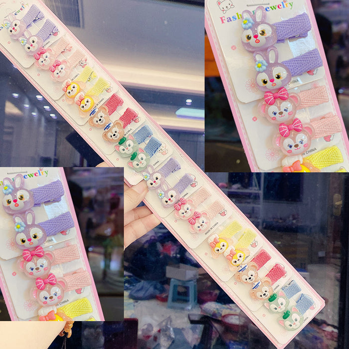 Wholesale hair clips plastic 10 pairs of pink cartoon children 10pcs/set JDC-HC-RuoTong001