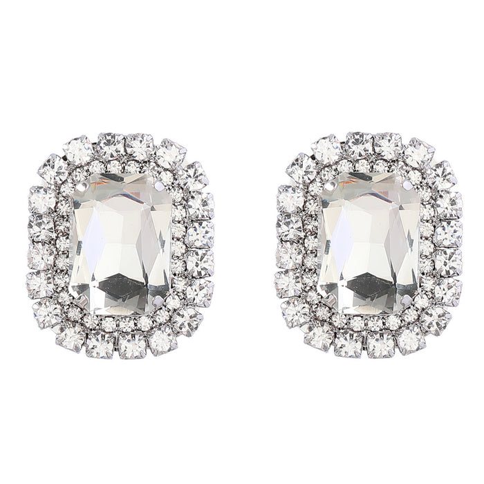 Wholesale Earrings Alloy Glass Diamond Super Flash Claw Chain Square JDC-ES-JL1057