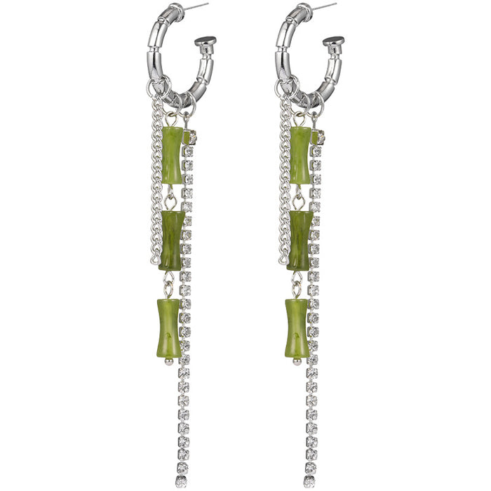 Wholesale Earrings Alloy Long Bamboo Silver Stud Earrings JDC-ES-Tql005