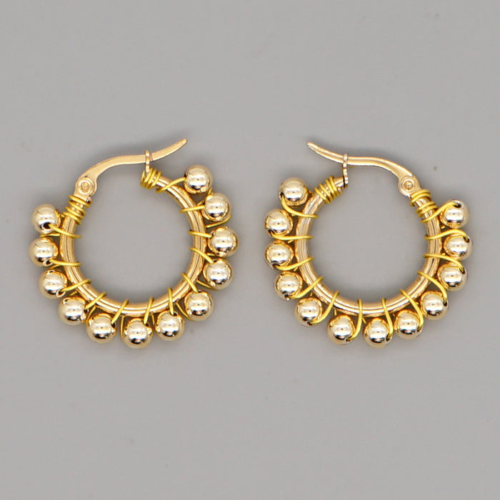Wholesale Earrings Gold Beads Baroque Pearls Large Circle JDC-ES-PREMGBH002