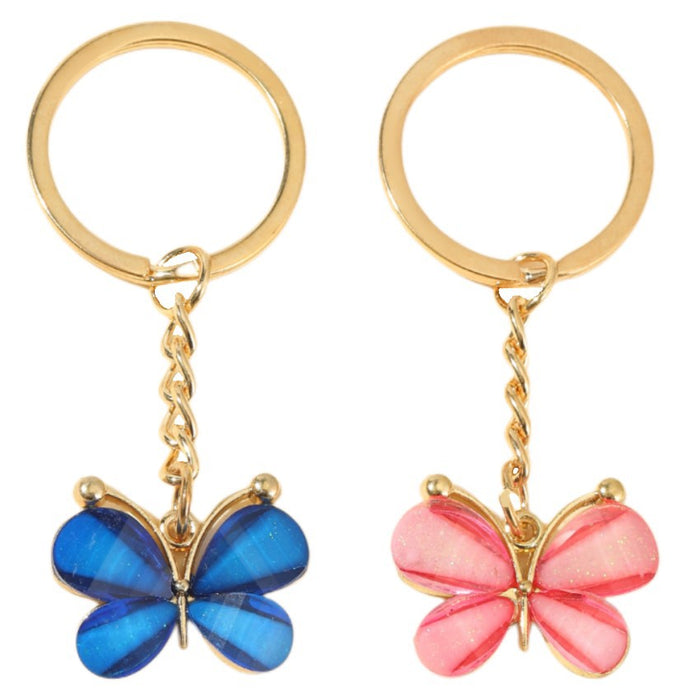 Wholesale Keychains Alloy Resin Cut Face Butterfly Couples MOQ≥2 JDC-KC-WenJ021