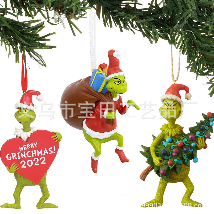 Wholesale Decorative Resin Cartoon Holding Love Christmas Tree Ornament MOQ≥2 JDC-DCN-BaoT001