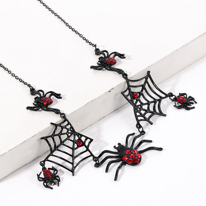 Wholesale Necklace Stainless Steel Halloween Spider Web Necklace Earrings MOQ≥2 JDC-NE-ZhouX005