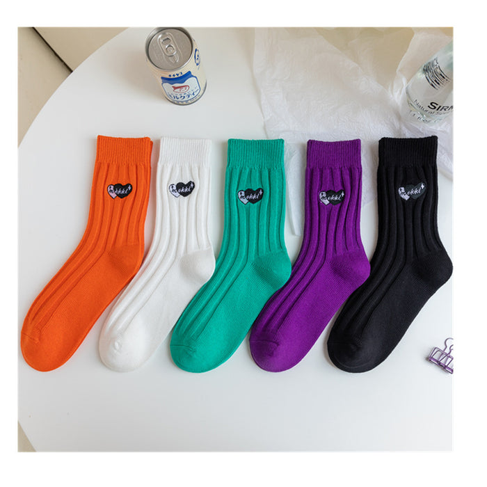 Wholesale Socks Cotton Heart Letter Embroidery Thick Thread JDC-SK-JXin011