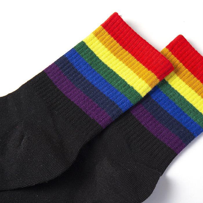 Calcetines de rayas de moda al por mayor calcetines de tubo deportivo LGBT pareja JDC-SK-ZUOF001