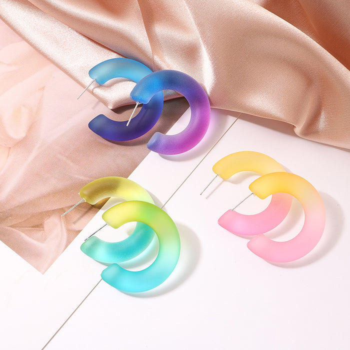 Wholesale Earrings Resin Gradient Color C Shape JDC-ES-SHIYU006
