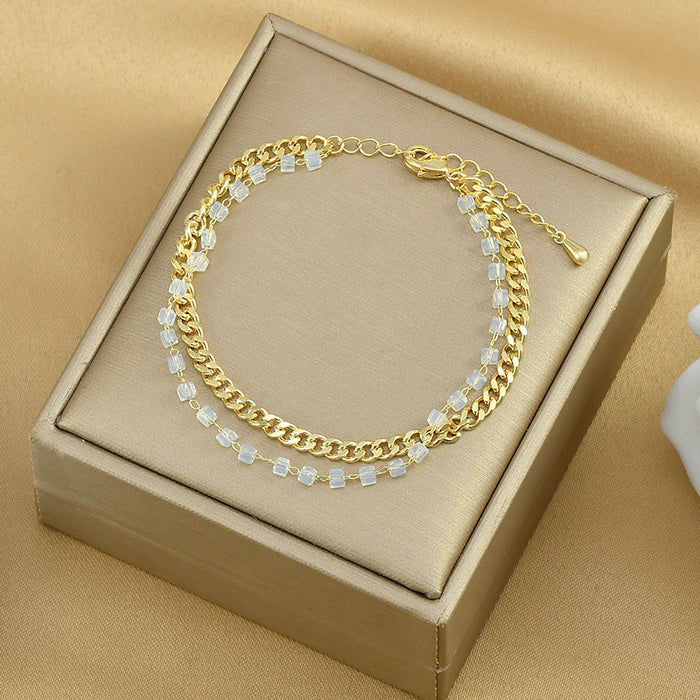 Wholesale Bracelet Copper Double Layer Crystal Bracelet MOQ≥2 JDC-BT-YouH024