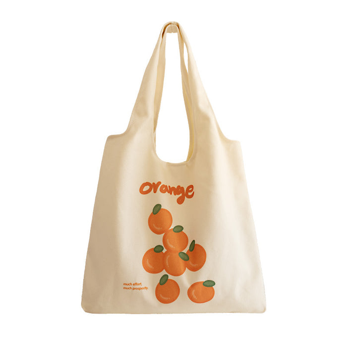Wholesale canvas bag cute fruit print large capacity literary canvas bag JDC-SD-Sugao001