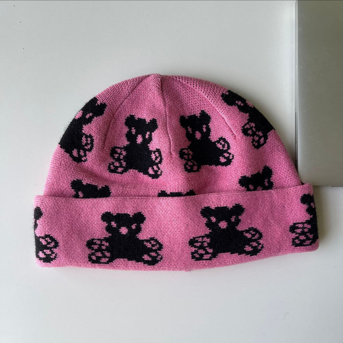 Hat de sombrero al por mayor lana linda patrón de oso tejido de invierno Moq≥2 jdc-fh-jier030
