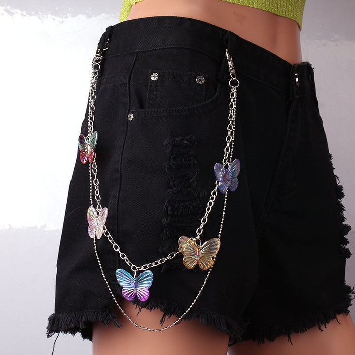 Wholesale Double Layer Resin Butterfly Alloy Pants Chain MOQ≥2 JDC-WB-WenB003