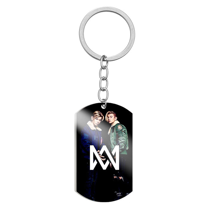 Wholesale Keychain Stainless Steel Singer Color Printing Pendant MOQ≥2 JDC-KC-HuanYu026