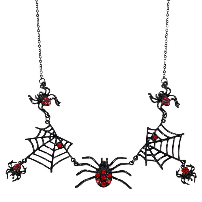 Wholesale Necklace Stainless Steel Halloween Spider Web Necklace Earrings MOQ≥2 JDC-NE-ZhouX005