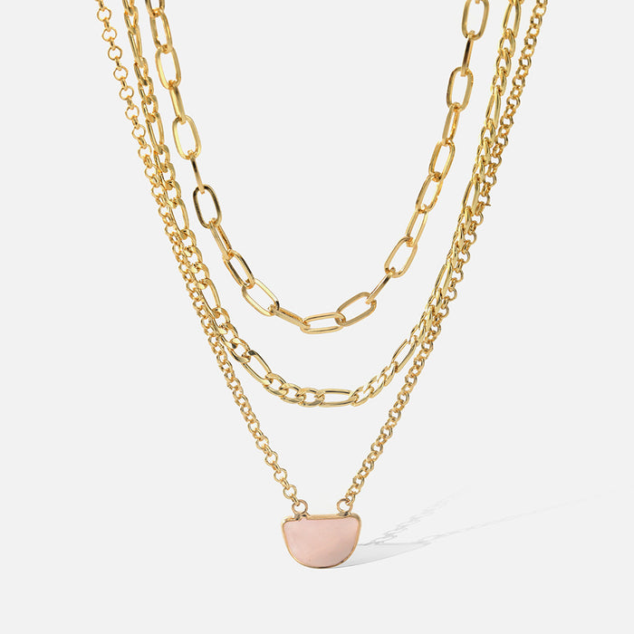 Wholesale Necklace Alloy Irregular Pink Natural Stone JDC-NE-YiD042