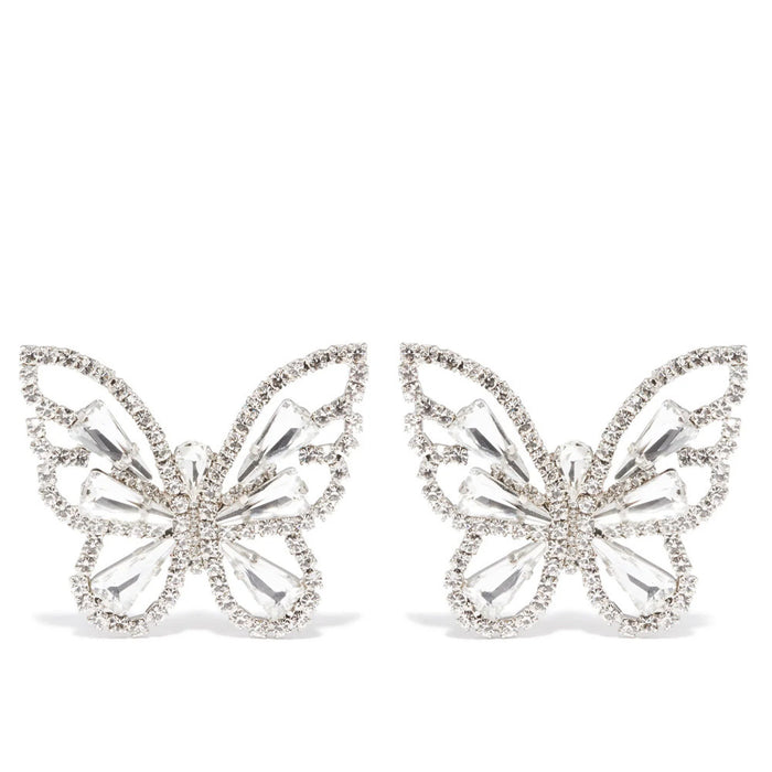 Wholesale Exaggerated Personality Butterfly Rhinestone Alloy Earrings JDC-ES-Xins015