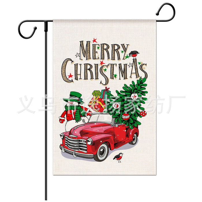 Wholesale Decorative Christmas Linen Garden Flag Festive Decoration Double Sided Printing JDC-DCN-Yiyang002