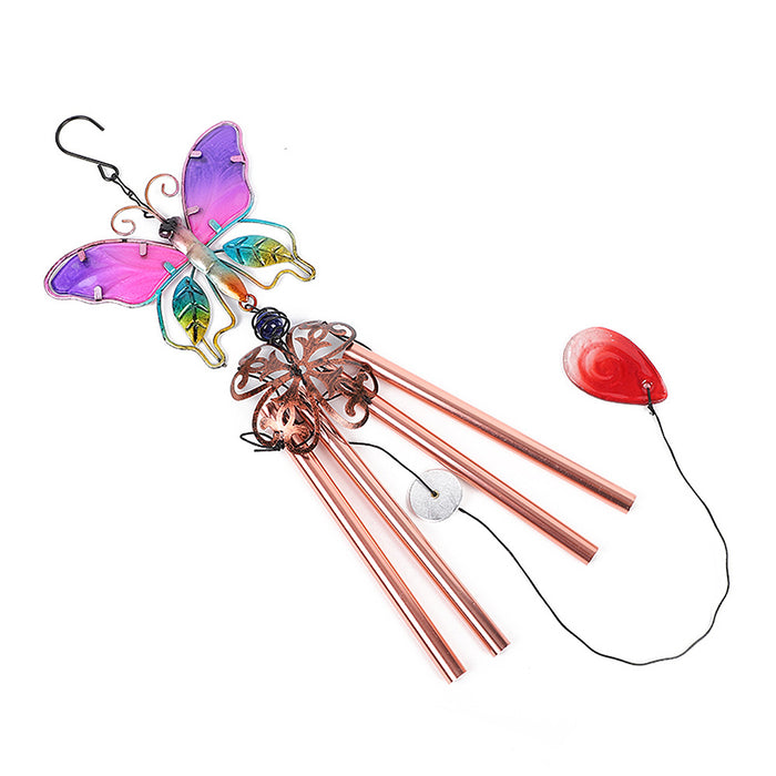 Wholesale Butterfly Painted Metal Iron Glass Wind Chimes JDC-WC-ZYang006