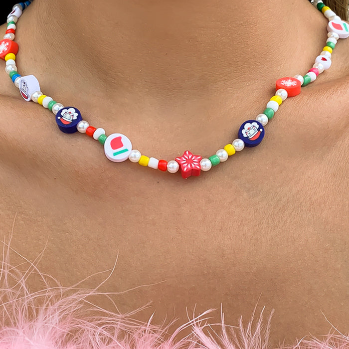 Wholesale Necklaces Imitation Pearl Smooches Colored Christmas Funny JDC-NE-KunJ176