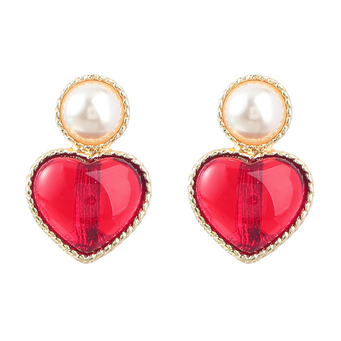 Wholesale ins alloy set pearl heart shaped resin earrings JDC-ES-JL990