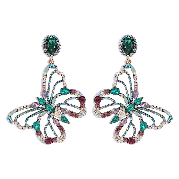 Wholesale Baroque Exaggerated Personality Butterfly Earrings JDC-ES-Qiandi009