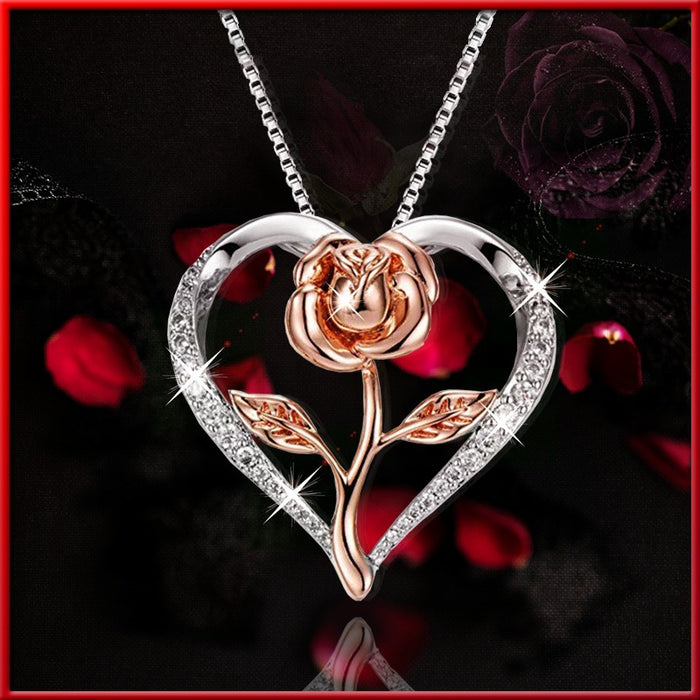 Wholesale Zircon Love Rose Flower Diamond Alloy Necklace JDC-NE-XunO031
