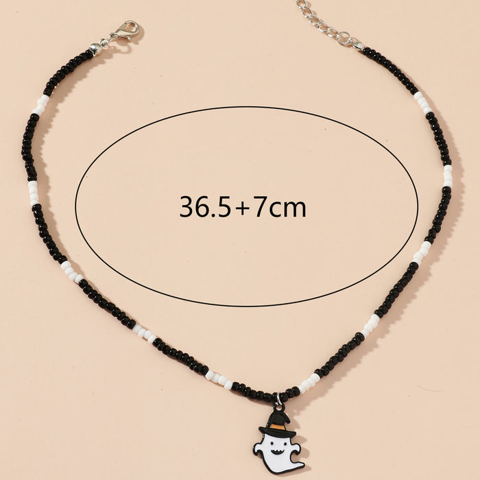 Wholesale Necklace Rice Beads Halloween Gift Black And White Imp Necklace JDC-NE-A119