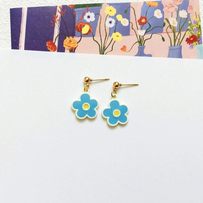 Wholesale Earrings Alloy Ceramic Color Flower Earrings MOQ≥10 JDC-ES-Lxx003