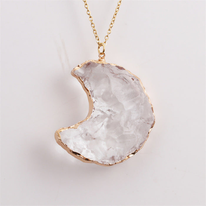Wholesale irregular love moon twist chain semi precious stone pendant necklace JDC-NE-ML152
