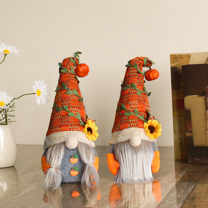 Wholesale Decorative Cloth Pumpkin Sunflower Faceless Doll Ornament JDC-OS-GangL027