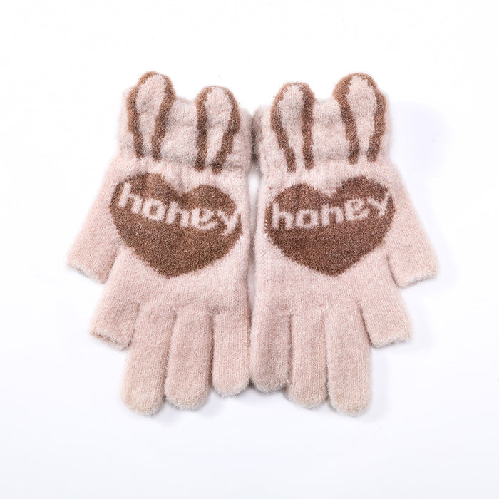 Wholesale Winter Warm Gloves Full Finger Love Knitting Wool MOQ≥2Pairs JDC-GS-YiL001