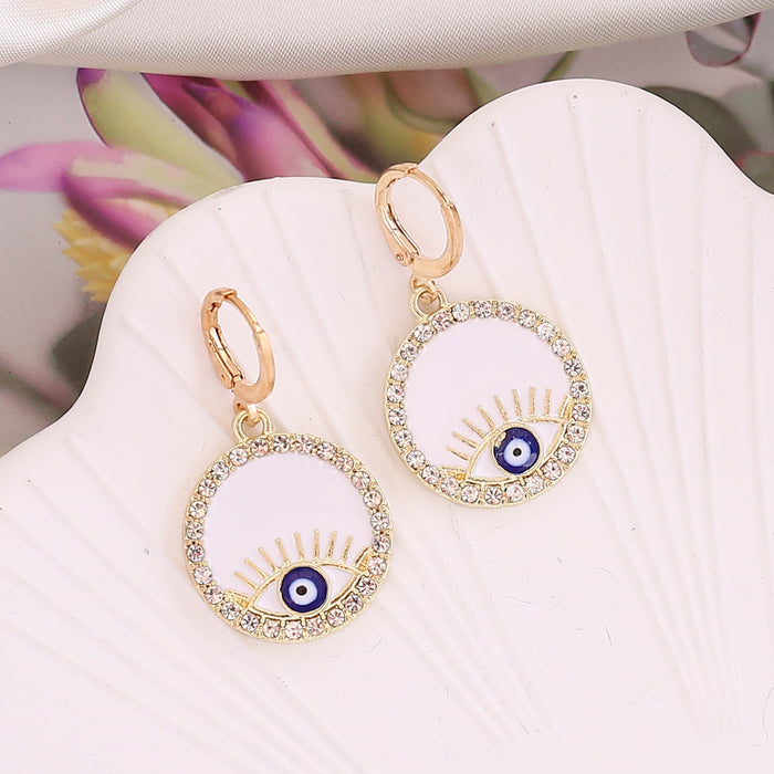 Wholesale Full Diamond Pearl Devil's Eye Alloy Earrings JDC-ES-Bingm022