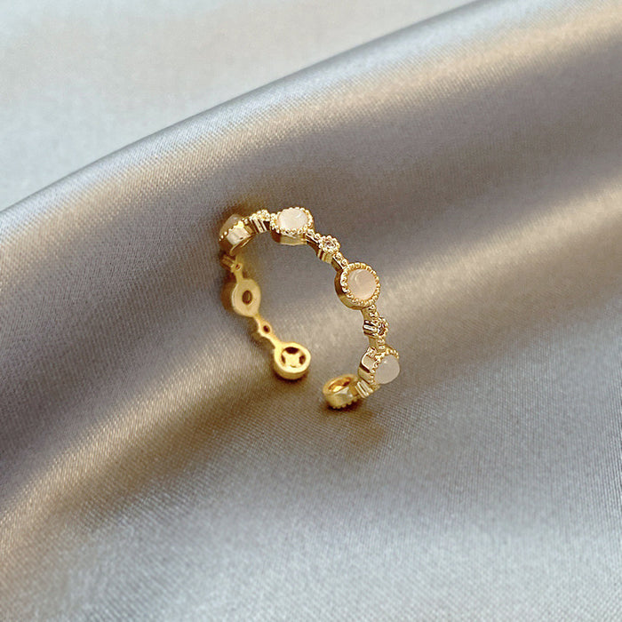 Wholesale Ring Copper Simple Zircon Pearl JDC-RS-HanP001