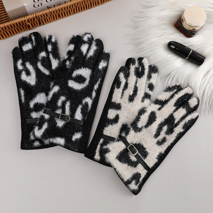 Wholesale Gloves Wool Elegant Cow Pattern Fleece JDC-GS-XTian005