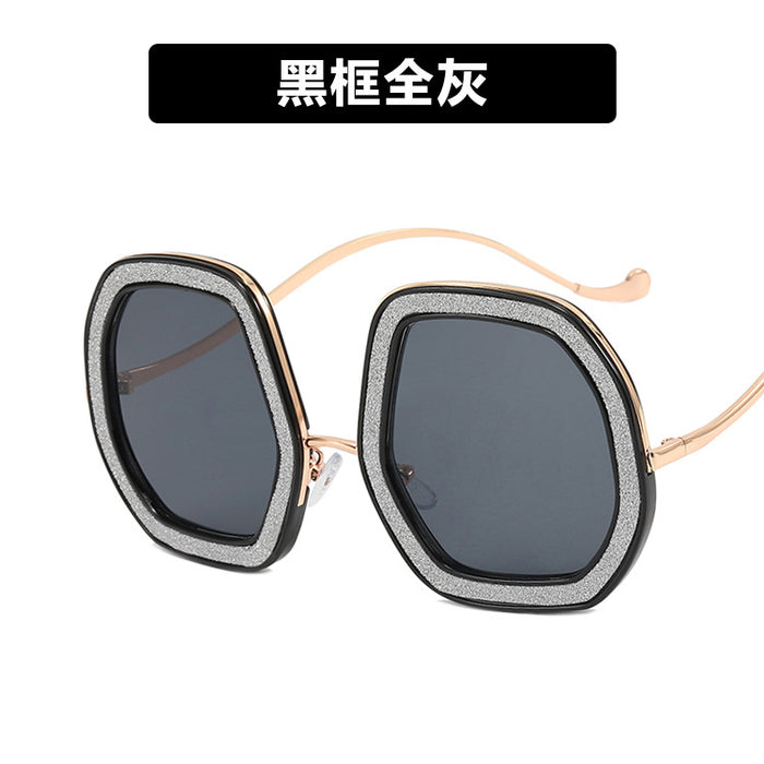 Wholesale Sunglasses Resin Glitter Diamond Curved Legs JDC-SG-KD188