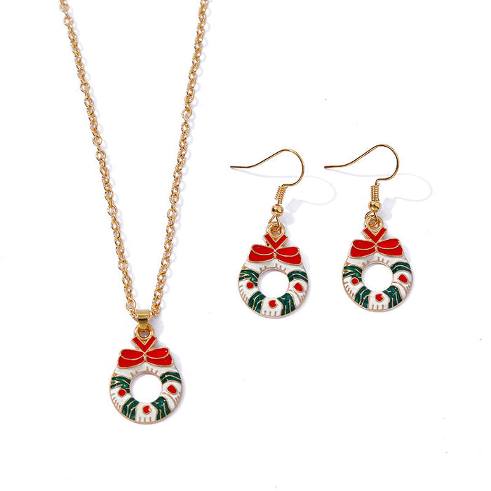 Wholesale Earring Alloy Enamel Christmas Bell Garland Necklace Set MOQ≥2 JDC-ES-HaoBiao002