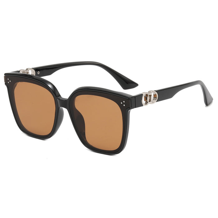 Wholesale Retro Tea Orange Sunglasses Large Frame UV Protection JDC-SG-MiM001