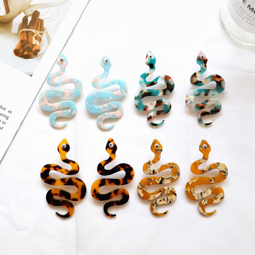 Jewelry WholesaleWholesale S925 Silver Needle Acrylic Snake Earrings JDC-ES-XNuo007 Earrings 协诺 %variant_option1% %variant_option2% %variant_option3%  Factory Price JoyasDeChina Joyas De China