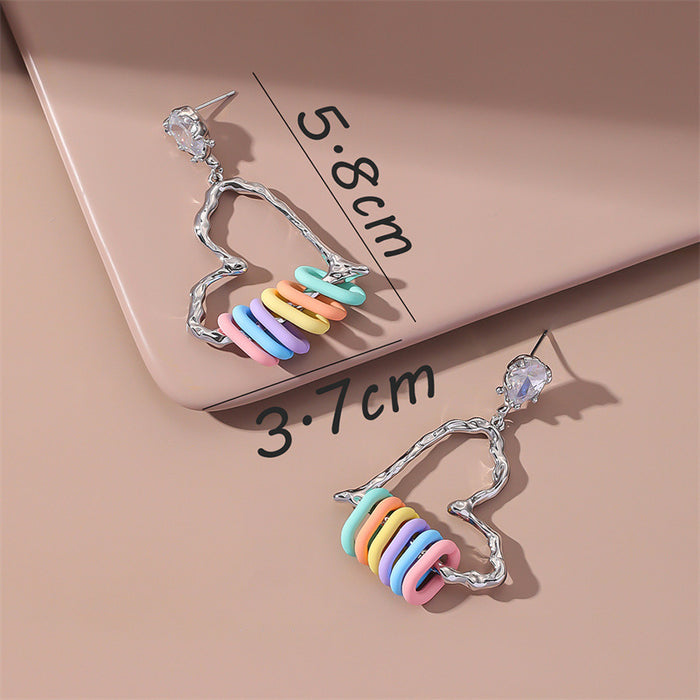 Wholesale Earrings S925 Silver Silver Peach Heart Zirconia Color Buckle JDC-ES-GuTe016