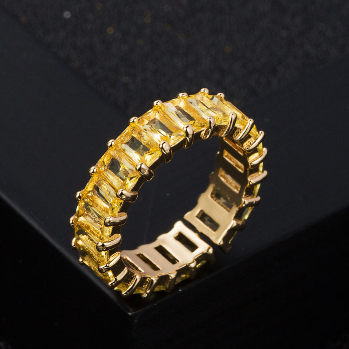 Wholesale Inlaid Zircon Ring Hand Jewelry Colorful Zircon Geometric Ring JDC-RS-Heim001