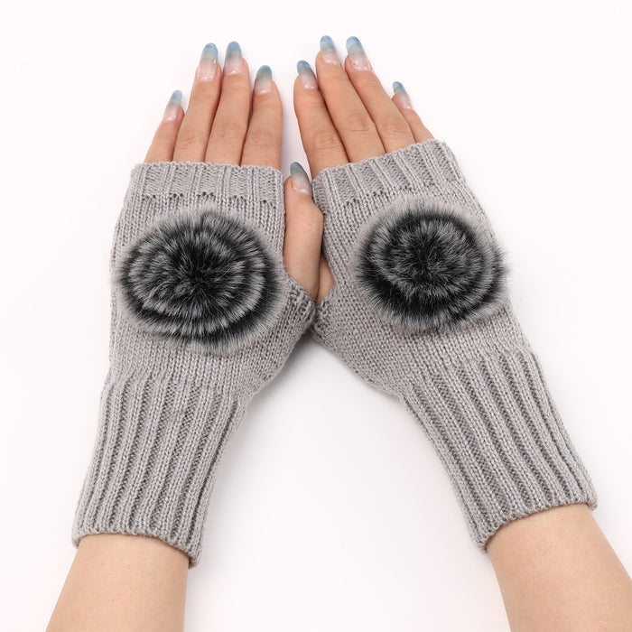Wholesale Gloves Acrylic Ball Half Knitted MOQ≥2 JDC-GS-HonH006