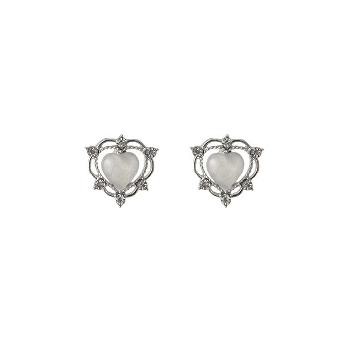 Wholesale Earrings Alloy Heart Hollow Micro Inlaid Zircon JDC-ES-MDD047