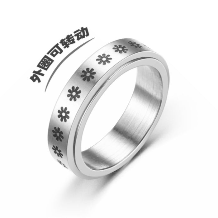 Wholesale Anti-Anxiety Star Moon Titanium Steel Turning Ring JDC-RS-PREMDINGC003