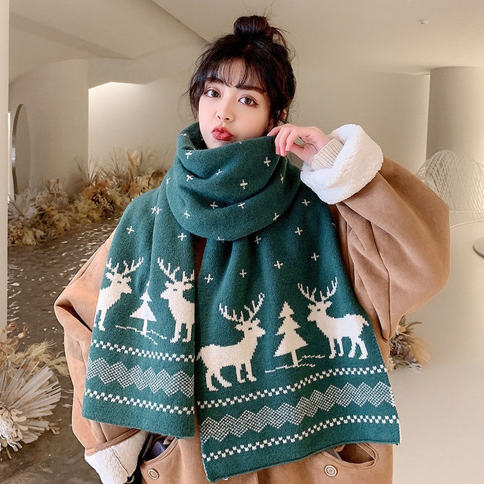 Wholesale Scarf Wool Knitting Christmas Thick Winter Warm JDC-SF-Yuxin001